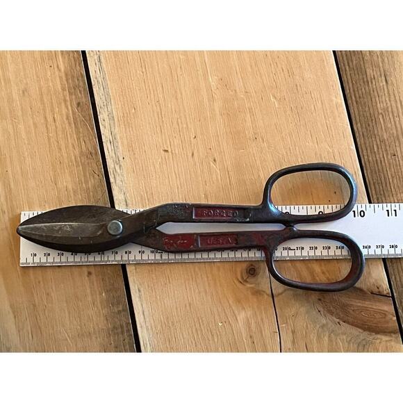 Vintage Drop Forged Tin Snips Scissors Metal Shears 10 in, Made in USA - Picture 5 of 5